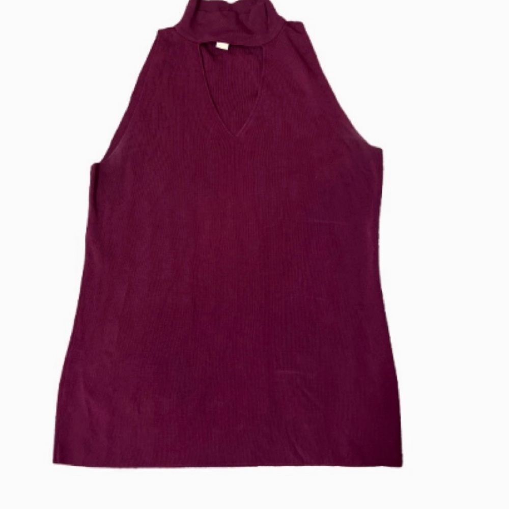 Michael Michael Kors Red Burgundy Sleeveless Mock Turtleneck Cutout Top‎ - Picture 4 of 10